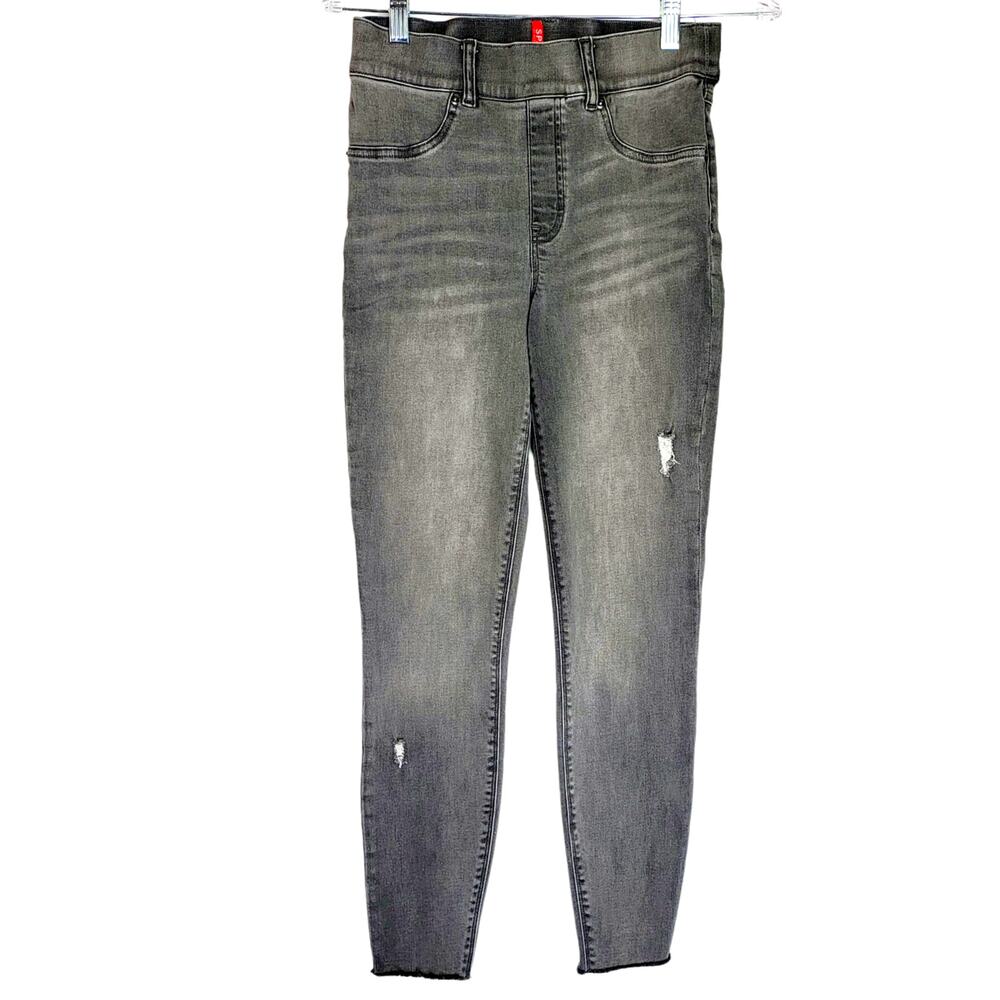 Spanx Gray Distressed Skinny Pull on Ankle Jean Size Small #594